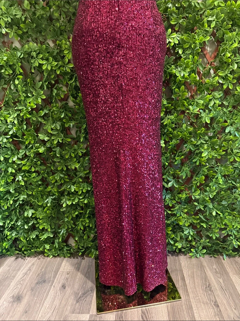 Lavish Lover Wine Red Strapless Sequin Maxi Dress - Picture 12 of 15
